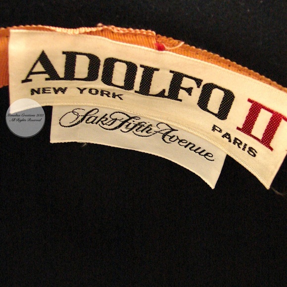 Vintage Adolfo II Black Wool Hat made by Bollman Hat Co for Saks 5th Ave Rare main image 7